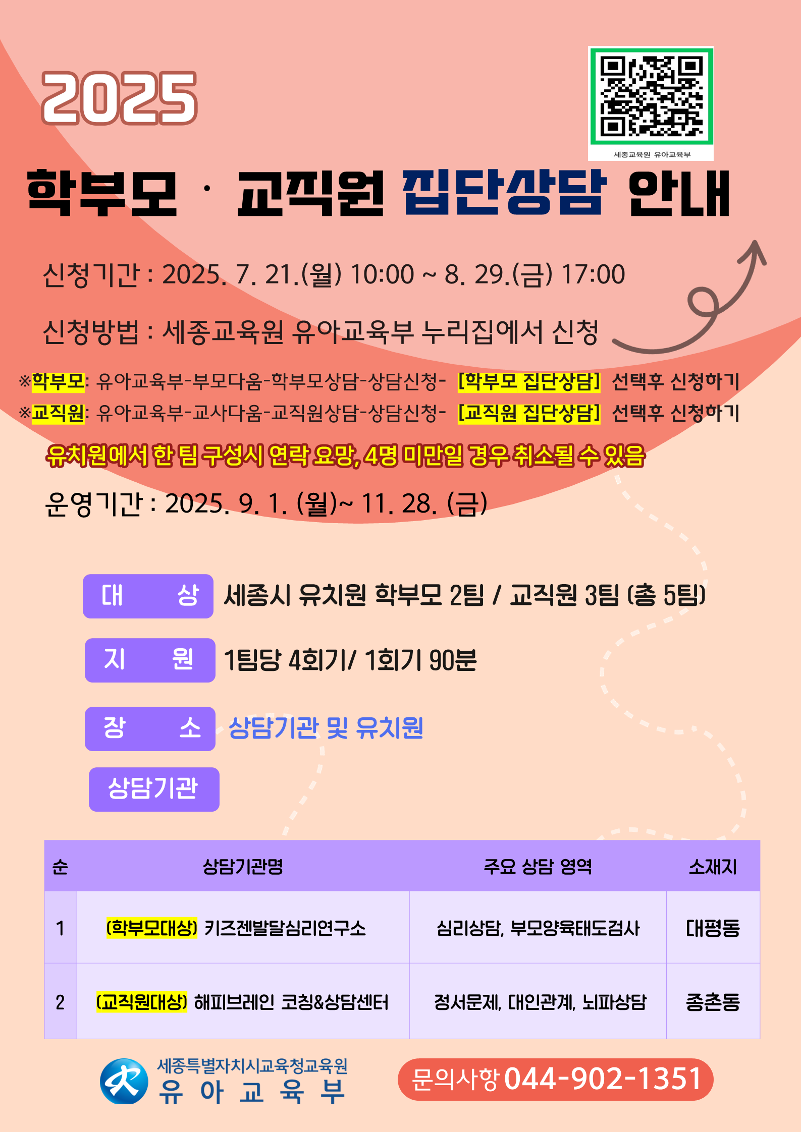 2025 학부모, 교직원 집단상담 안내:아랫글 참조